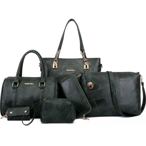 High quality 6PCS Women Tote Set Fashion Leather Ladies Handbag elegant Messenger Shoulder Bag Wallet Bags Famous brand 2021