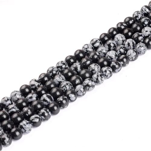 Round Stone Beads Natural Snowflake Stone Alabaster Beads Jewelry Bracelet Making DIY Loose Beads Ball 4/6/8/10/12/14mm