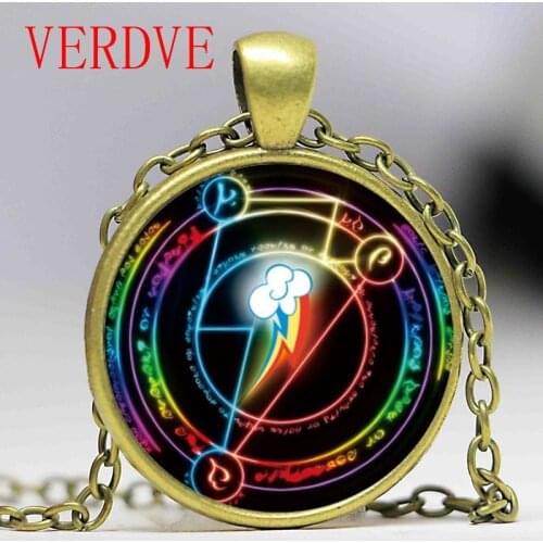 Rainbow Dash Arcane Circle My Friendship is magic MLP inspired glass cabochon dome pendant