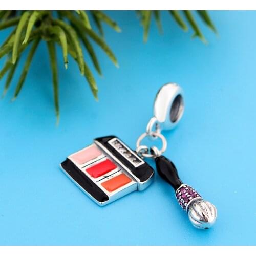 Fashion 925 Sterling Silver Black Makeup Tool Beads Charms Fit Original Pandora Charm Bracelet Necklace Jewelry Making Berloque