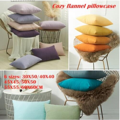 Nordic Pure Color Cozy Flannel Pillowcase 6 Sizes Solid 17 Colors Sofa Couch Cushion Covers Super Soft Throw Pillows Home Decor