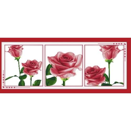 Memory pink cross stitch kit flower 18ct 14ct 11ct count printed canvas stitching embroidery DIY handmade needlework