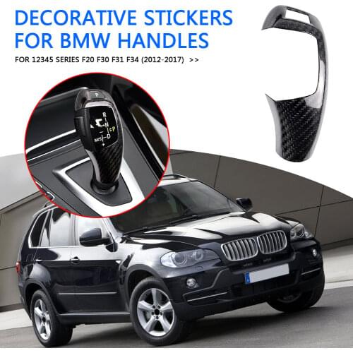 Carbon Fiber Gear Shift Knob Trim Cover for BMW 1 2 3 4 5 Series 12-17 LHD