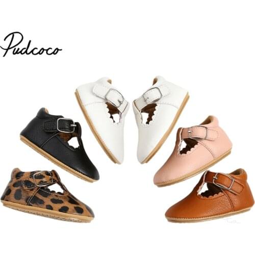 Infants Girl Anti Slip Leather Shoes, Walking Decoration, Anti-Slip Ruffle Hem Birthday Gift Sneaker Leopard / Solid for 0-18M