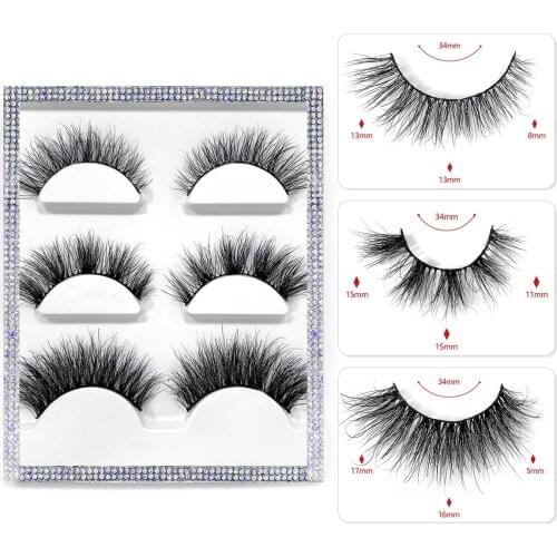NEW 3 Pair Lashes Mink Eyelashes Real Mink Hair Fluffy Messy Soft Natural Lashes Makeup 3d Mink Lashes