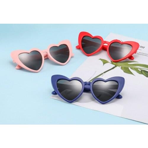 New baby girl sunglasses for children heart TR90 black pink red heart sun glasses for kids polarized flexible uv400