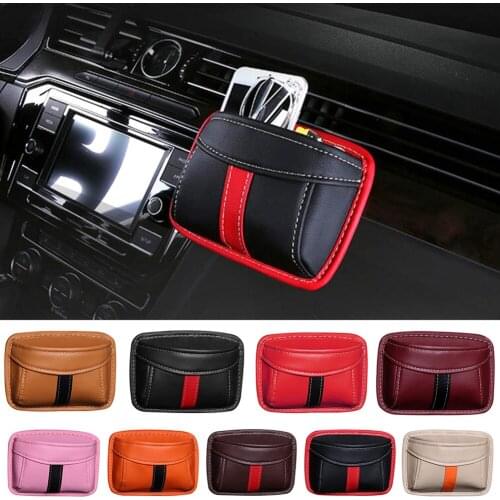 New Multifunctional Faux Leather Stickers Interior Phone Glasses Phone Holder Auto Car Storage Bag