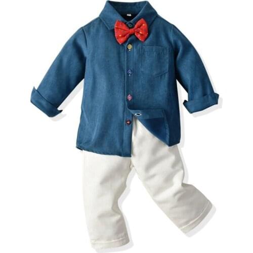 Baby Boy Clothes Autumn Newborn Clothes Baby Formal Gentleman Clothes Set T-shirt+Pant 2Pcs Outfit for Infant Clothing Suit