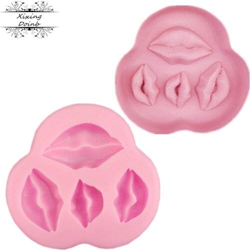 Sexy lipstick silicone mold mouth shape cake decorating tool chocolate silicone mold sugar craft kitchen tools
