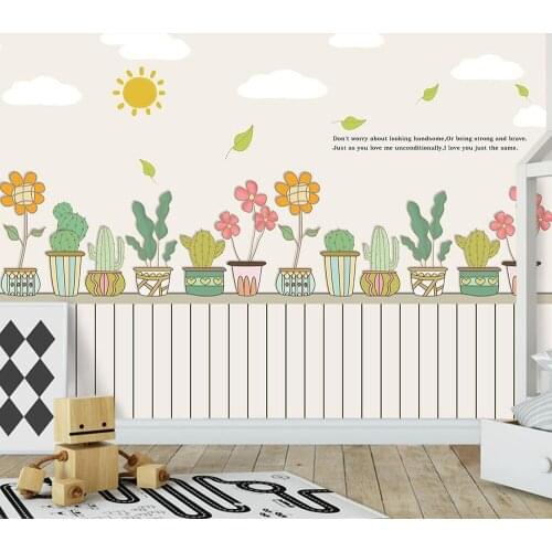 Custom wallpaper Artistic hand-painted creative potted garden background wall