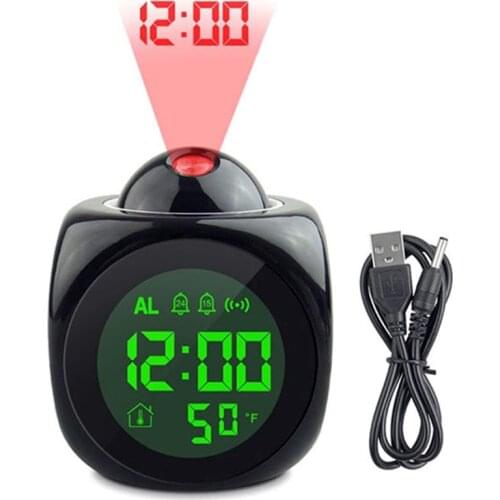Projection Alarm Clock With Led Lamp Digital Voice Talking Function LED Wall Ceiling Projection Alarm Snooze Temperature Display