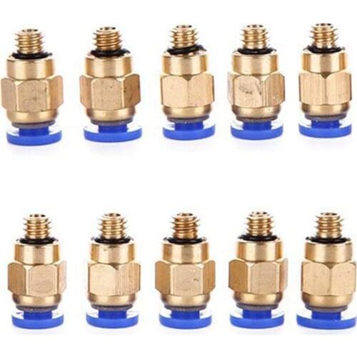 M6 Pneumatic Straight Connector Brass Part For MK8 OD 4mm 2mm Tube Filament M6 Feed Fitting Coupler For 3D Printers Parts