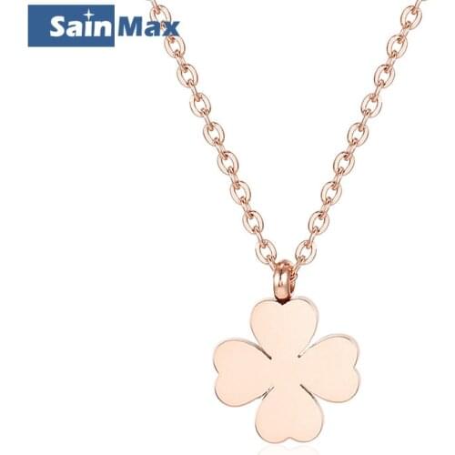 Sainmax Stainless Steel Jewelry with Four Leaf Clover Pendant for Girls Fashion Necklaces for Women 2020