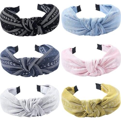 Leaves Wide Hairband Bowknot Hair Hoop Fabric Knot Head Hoop Jewelry Wash Face Solid Hair Band for Women Girl Hair Accessories