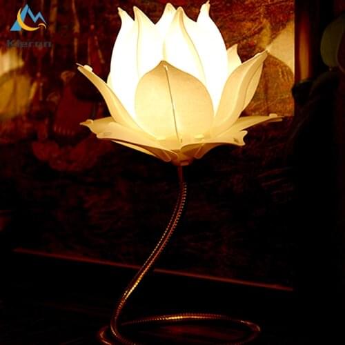 Modern Simple Lotus Led Desk Lamps Bedroom Study Bedside Length Adjustable Table Lamp Living Room Decoration Iron Art Desk Light