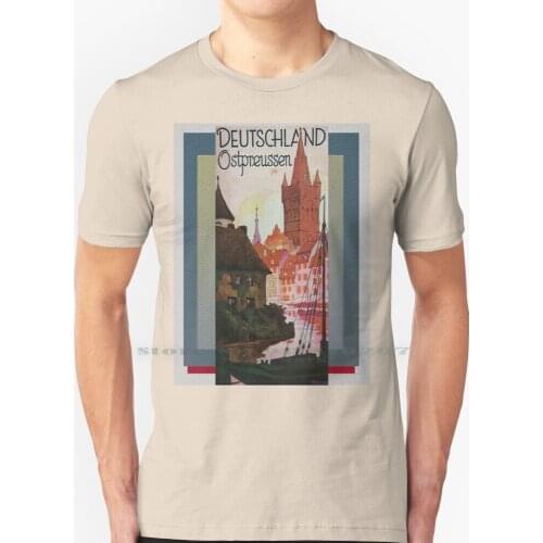 Ostpreussen Tourist Brochure Cover T Shirt 100% Pure Cotton German Germany East Prussia Ostpreussen Vintage K ? nigsberg View Of