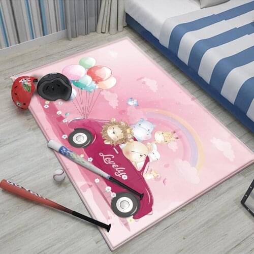 Balloon Pink Car Animal Picture Non-Slip Children Flannel Carpet Baby Hand Print Carpet Baby Carpet Mat Fashion Children Play