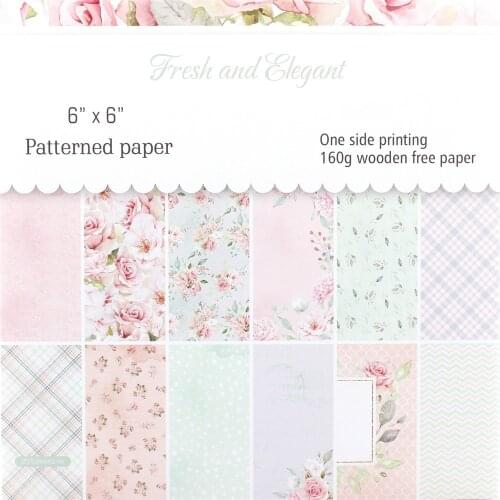 YPP CRAFT 12pcs Single-side Printed Fresh and Elegant pattern creative papercraft art paper handmade scrapbooking kit set book