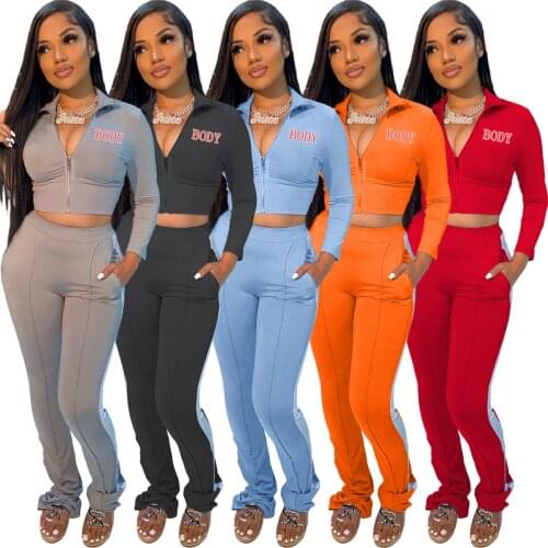 Women 's Tracksuit Autumn Spring Clothing 2021 Casual Sports 2-piece Outfit Set Long Sleeve Letter Print Tops Pants for Ladies