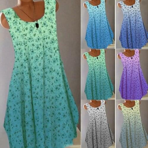 6xl Plus Size Women Dress With Flower Print Gradient Color Tank Dress Drape Sukienka Streetwear Sleeveless Kawaii Dress Harajuku
