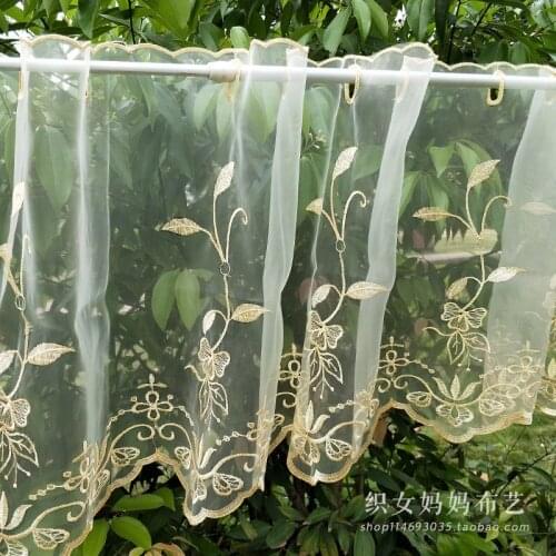 1pc 3d Leaf Sheer Tulle Half Curtains For The Bedroom Tulle Tube Curtains For Cafe Window Valance American Style 2019 New