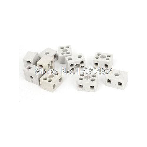 10pcs 2 Way 5 Hole 2W5H Ceramic Terminal Block Wire Connector 5A