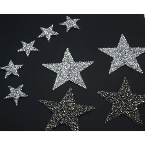 10pcs Sparkling Rhinestone Five-pointed Star Pattern Clothes Patches Fashion Sequined DIY Appliques Bling Iron-on Patches