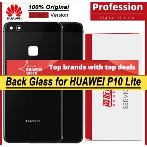 100% Original for Huawei P10 Lite Back Battery Cover Rear Glass Door Panel Case Battery Cover with Camera Lens