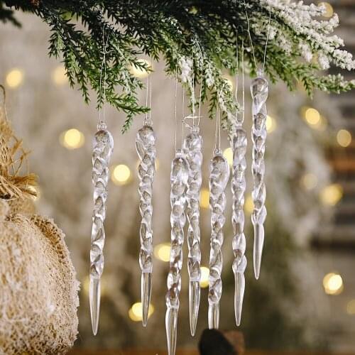 12 Pieces/pack of Transparent Icicle Pendant Brand New Christmas Tree Decoration Thread Decoration Creative Home Decoration