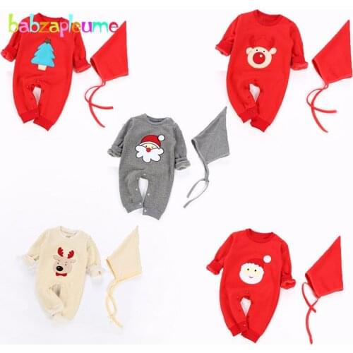 2Piece Winter Newborn Christmas Clothes Cotton Cartoon Cute Warm Baby Wear Infant Boys Girls Rompers+Hats Unisex Clothing BC1568