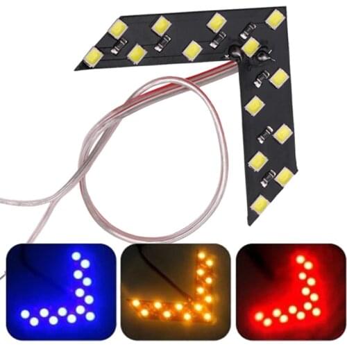 2x Car LED Indicator Bulb Rear view mirror Signal Light Auto/Motorcycle Arrow Panel Styling Lamp Red Blue Yellow 12V 12SMD