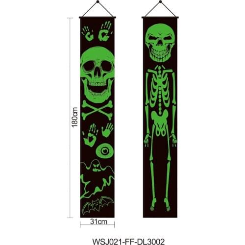 2021 31x180 cm Ghost Pumpkin Halloween Party Props Deco Outdoor Indoor Porch Couplet Sign Luminous Halloween Decorations