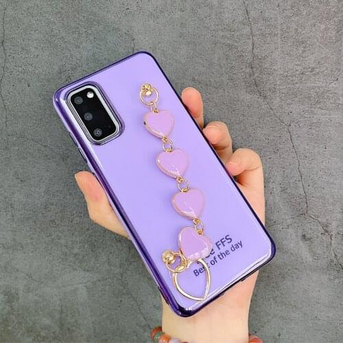 POCO X3 Case Luxury Plated Heart Bracelet Hand Holder Cover for Xiaomi Redmi 8 9 9c 9A Note 9 Note 9 Pro Note 8T 8se 11 Cases