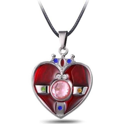 Online anime Sailor Moon Heart With Rhinestone Rope Chain Jewelry Pendant Sailor Moon Necklace