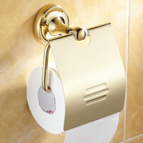 European Brass Toilet Paper Holder Gold/Silver Toilet Roll Holder Round Bottom Wall Mounted Bathroom Accessories Sets