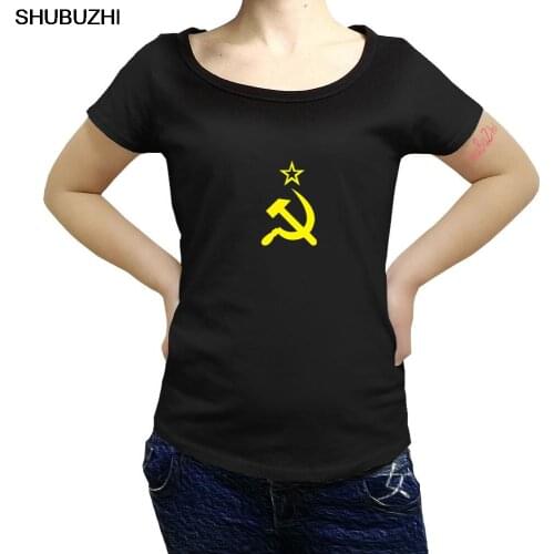 Soviet Flag Hammer and Sickle Communist Communism USSR CCCP summer women cotton o-neck t-shirt fashion casual female tees sbz211