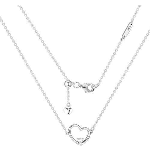 GPY Necklaces Heart of Love Chain Necklace Sterling Silver 925 Jewelry Women Collare Mujer Naszyjnik Colar Joyas de Plata
