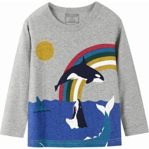 27kids 2-7Years Cotton Boys T-Shirt Spring Autumn Children Cartoon Pattern Kids Long Sleeve Shirts Fashion Babys Tops