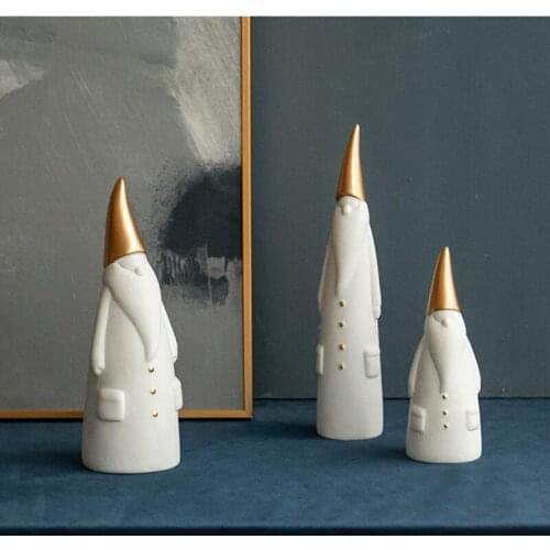 Ceramic Santa Claus 3 Pcs/Set Statue Christmas Decorations Figurines for Interior Modern Sculpture Decor for Home Gifts
