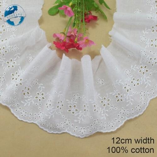 12cm wide 100% Cotton embroidery lace sewing ribbon guipure trim wedding decoration DIY dolls colthes Accessories lace #4174