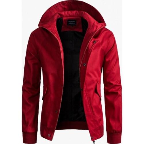 2019 New Jacket Men Spring Autumn Casual Solid Zipper Bomber Jackets Streetwear Overcoat Mens Thin Pilot Hooded Jacket KK3170