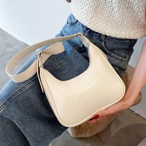 Half Moon Design Small PU Leather Crossbody Bags For Women 2021 Summer Simple Shoulder Purses Lady Luxury Travel Handbags