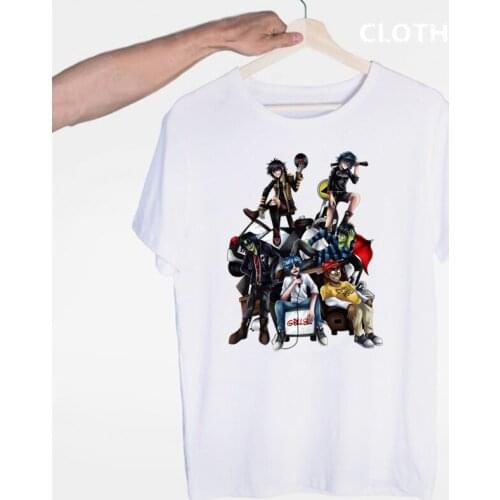 Men Rock Band ChakaKhan Noodle Murdoc Russel t-shirt Short Sleeve Gorillaz T Shirt Ringer Fashion Streetwear tee shirt Clothes
