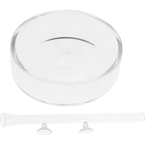 Set Of 2, Transparent Shrimp Feeding Food Tray Feeder For Aquarium Fish Tank, 1x Round Bowl 60mm (Dia.) , 1x 30cm Tube