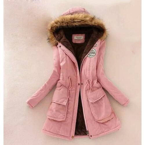 2019 New Fashion Womens Hooded Fur Collar Jacket Plus Size Waist Thick Warm Long Section High-end Female Parker Cotton Clothing