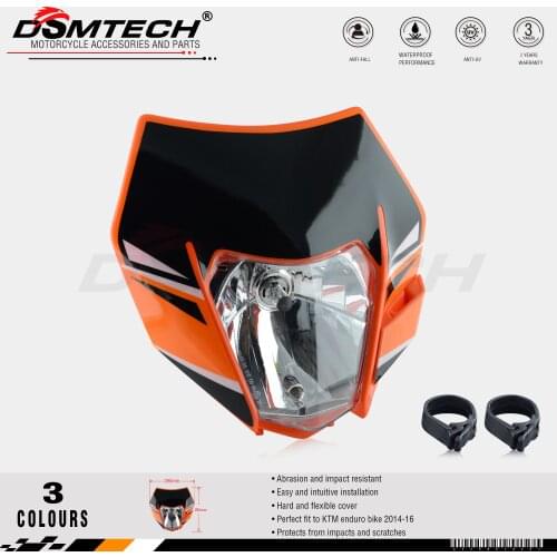 DSMTECH Headlight Headlamp With Sticker For KTM SX F EXC XCF SMR 2014 2015 2016 Motorcycle Dirt Bike MX Enduro Supermoto