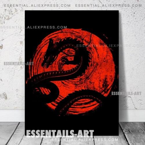 Red Sun Dragon Poster Canvas Wall Art Painting Decor Pictures Bedroom Study Living Room Home Decoration Prints