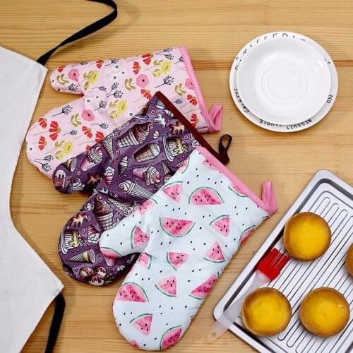 NEW Kitchen Oven Mitts Cute Microwave Glove Super Heat-Resistant for Pot Rack Cooking Food Baking Hand Protector