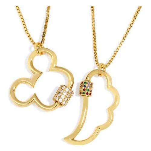 Mouse multicolor micro pave cz zircon cubic zirconia necklace copper Clavicle gold plated Snake Chain Choker Pendant fhse2