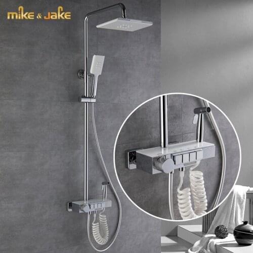 Luxury rainfall chrome brass shower classic bathroom thermostatic shower mixer set wall shower mixer bathroom constant shower